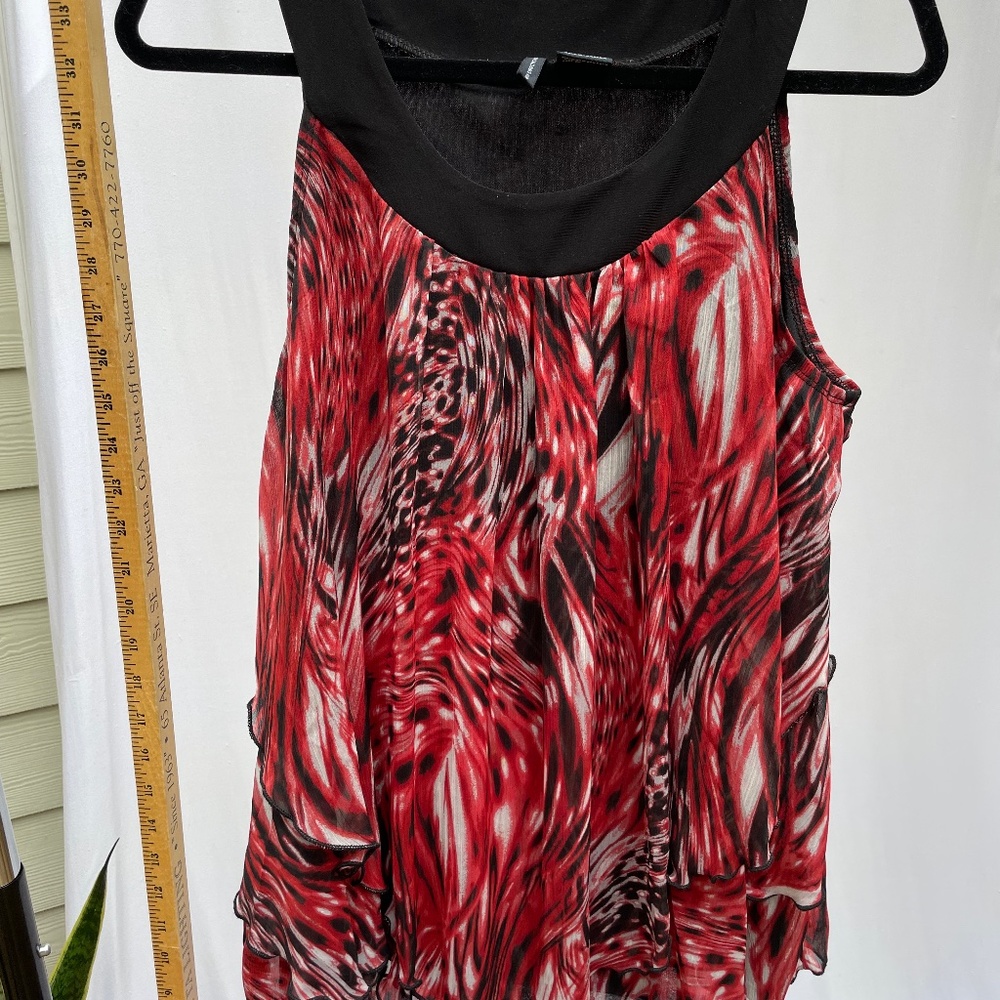 Red Flounce Tank Blouse